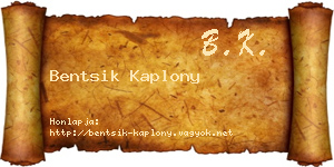 Bentsik Kaplony névjegykártya